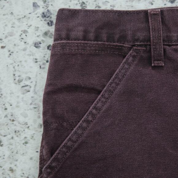 RARE Vintage Carhartt B24 BRG Burgundy Purple Carpenter Shorts 29.5x7.25 - Picture 9 of 13